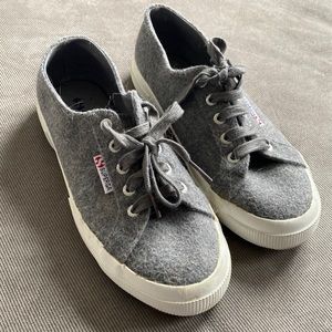 Superga shoes size 38 women’s size 7.5. Grey. Wool lined. Like new.
